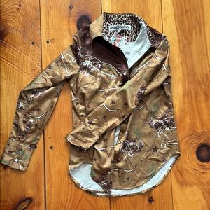 Brown Western Pearl snap rodeo top